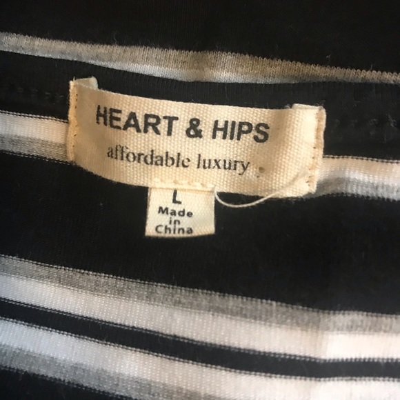 COPY - Heart & Hips Black White Striped MIDI Bodycon Dress Large - Picture 4 of 6